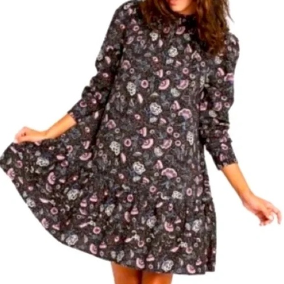 Universal Thread Dresses & Skirts - Universal Thread Black Floral Long Sleeve Dress XL Ruffle Cottagecore